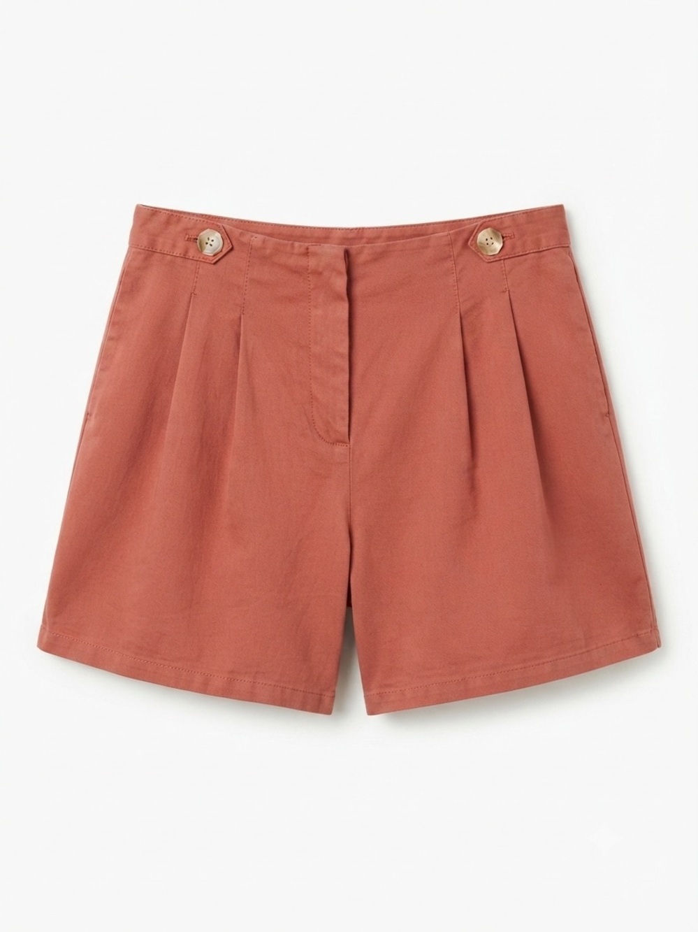 Primark Pleated High-Waisted Shorts - Terracotta/Dusty Rose Size 12